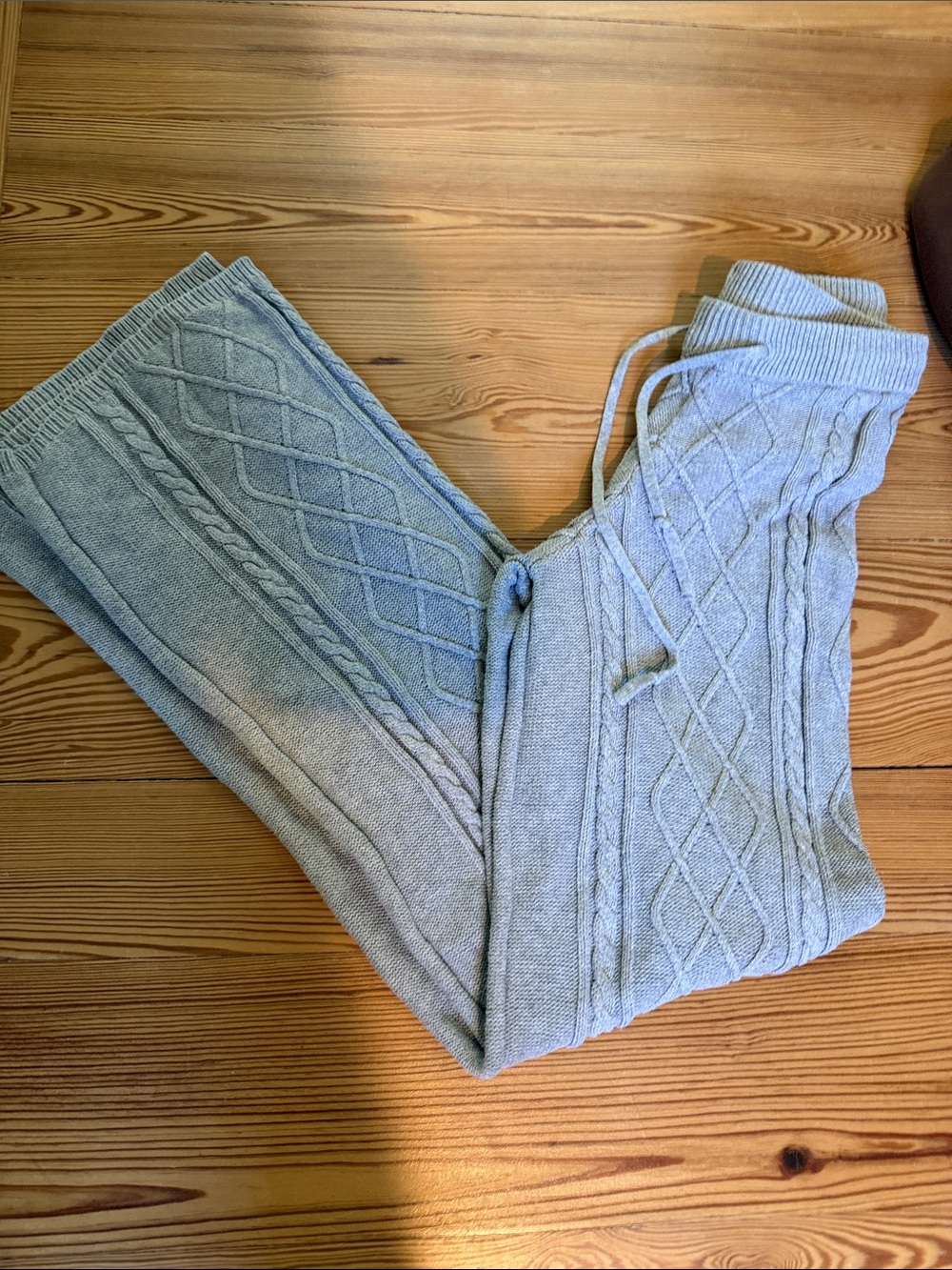 Edikted Light Gray Cable Knit Sweater Joggers